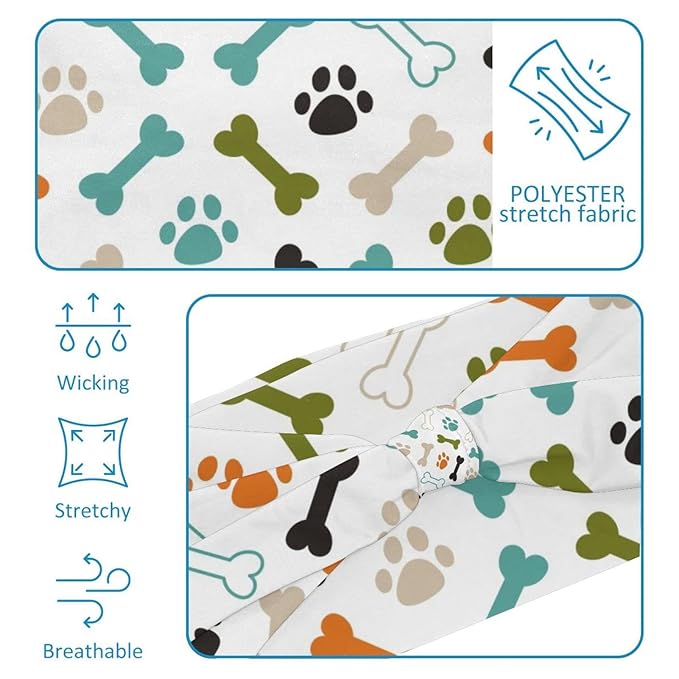 Wide Headbands for Women, Colored Dog Cat Paw Footprint and Bones Hairband for Women Non Slip Sports Head Bands for Women's Hair