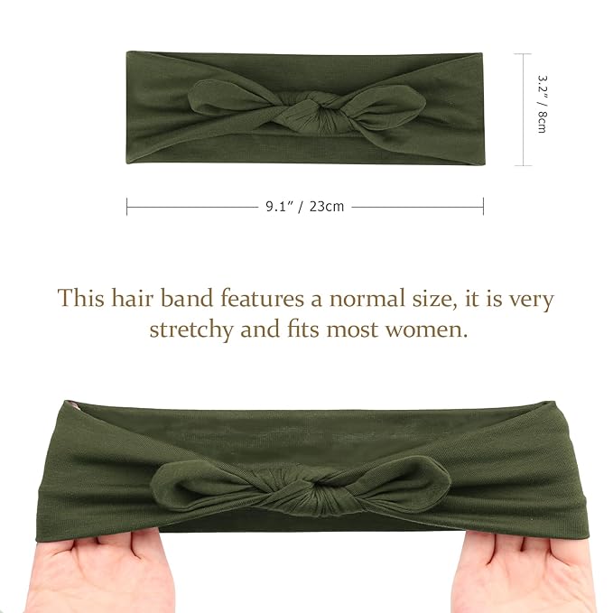 DRESHOW 8 Pack Bow Headbands for Women Girls Elastic Headwraps Knotted Headband Rabbit Ears Turban Non-Slip Sport Cute Hair Accessories