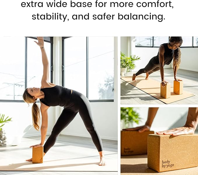 Premium Cork Yoga Blocks - Extra Large Yoga Block 2-Pack or Extra Tall 1-Pack for Inflexible Yogis | Natural, High-Density Cork for Superior Support & Stability | Optional Yoga Strap & Gift Box