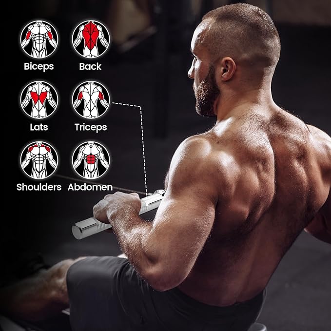 V-Shaped Bar Straight Rotating Bar Curl LAT Pull Down Bar D Handle Double D Row Handle LAT Pulldown Attachments Cable Machine Attachment for Home Gym