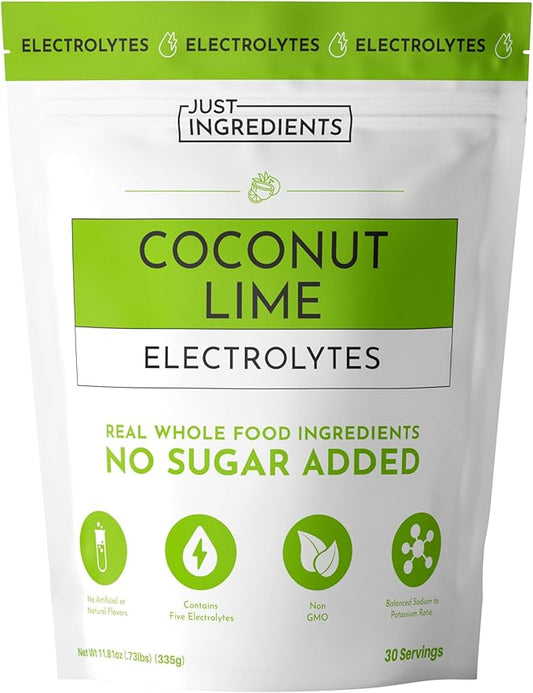 Coconut Lime Electrolytes – 30‑Serving Hydration Drink Mix with Coconut Water, Sea Salt, and Trace Minerals – Supports Hydration, Recovery, and Electrolyte Balance*