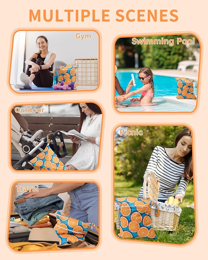 babygoal Wet Dry Bags for Baby Cloth Diapers, Washable Travel Bags, Beach, Pool, Gym Bag for Swimsuits & Wet Clothes with Two Zippered Pockets 3 Pack, 3LN22