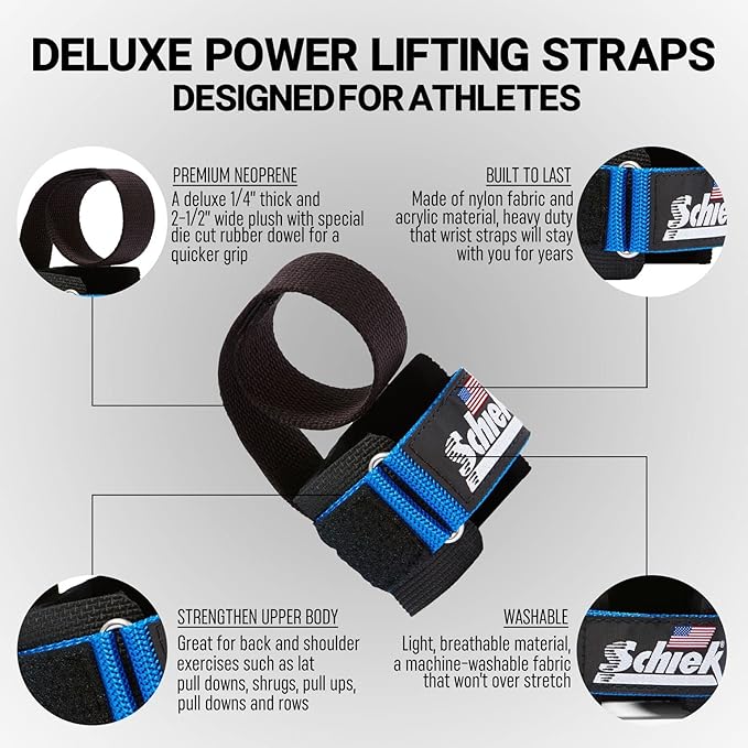 Schiek Sports 1000-PLS Deluxe Power Lifting Wrist Straps - Weight Lifting Wrist Wraps