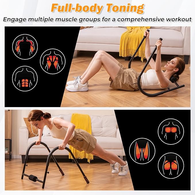 Goplus Fitness AB Trainer, Folding Abdominal Machine with Padded Head/Neck Support, Sit Up Training Assistant, Exercise Crunch Trainer Workout Exerciser for Home Gym Office