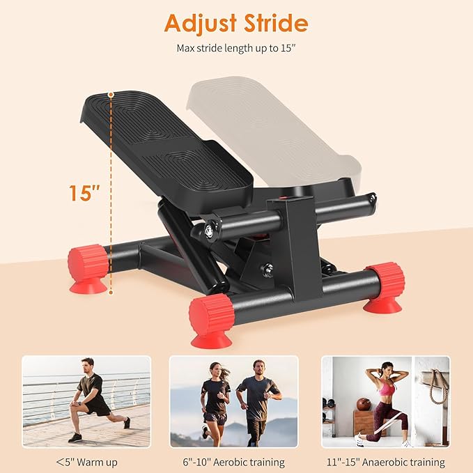 SogesHome Stair Stepper Machine with Resistance Bands, Mini Fitness Stepper for Cardio Workout with LCD Monitor, Low Impact Stepper for Legs, Butt & Thigh Toning, Home Gym Equipment