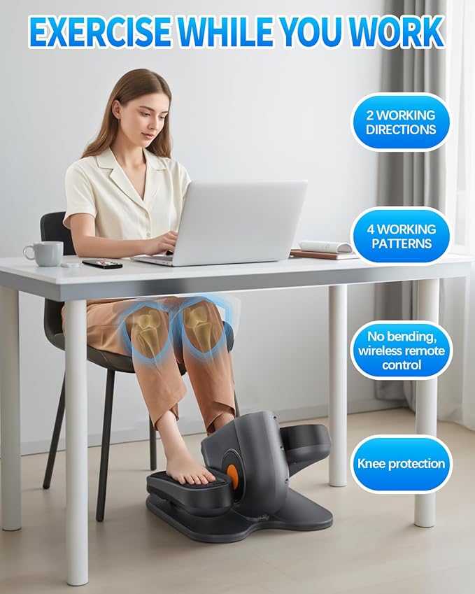 Under Desk Elliptical Machine, Electric Ellipse Leg Exerciser as Seen on Tv for Seniors with 12 Adjustable, Portable Quiet Elliptical Machine, Seated Pedal Exerciser with Remote Control