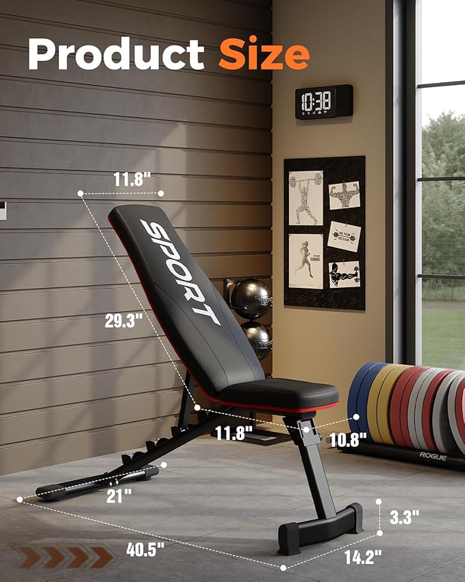 Adjustable Weight Bench for Home Gym, Foldable Workout Bench with 5 Backrests, 660LBS Stable Incline Decline Bench for Full Body Workout, 2 Sec Fast Folding Strength Training Sit Up Bench