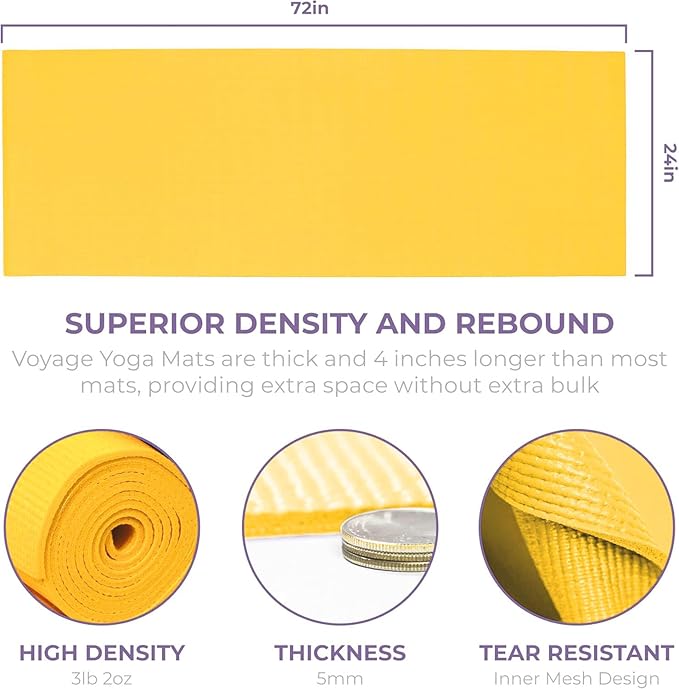 Sunshine Yoga Voyage Yoga Mat, 6 Pack, 72" x 24" Professional Studio and Gym Bulk Yoga Mats, 5mm Thick, Durable, Anti-Tear, Non Slip Fitness and Exercise Mats