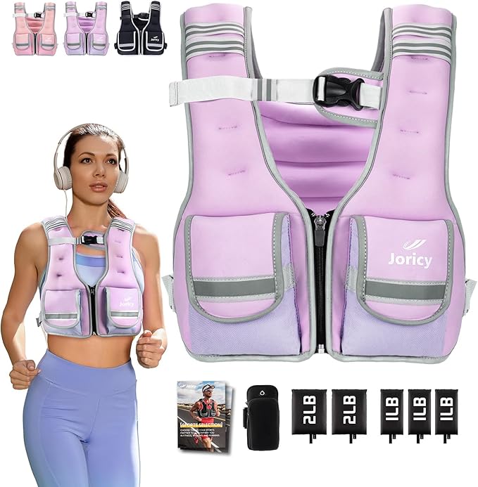 Adjustable Weighted Vest Woman 5-12lb/9-16lb/17-24lb/23-30lb Weight Vest with Reflective Stripe, Zipper Rucking Running Vests for Women Men Workout Walking Strength Training Weight Loss Fitness Weightlifting
