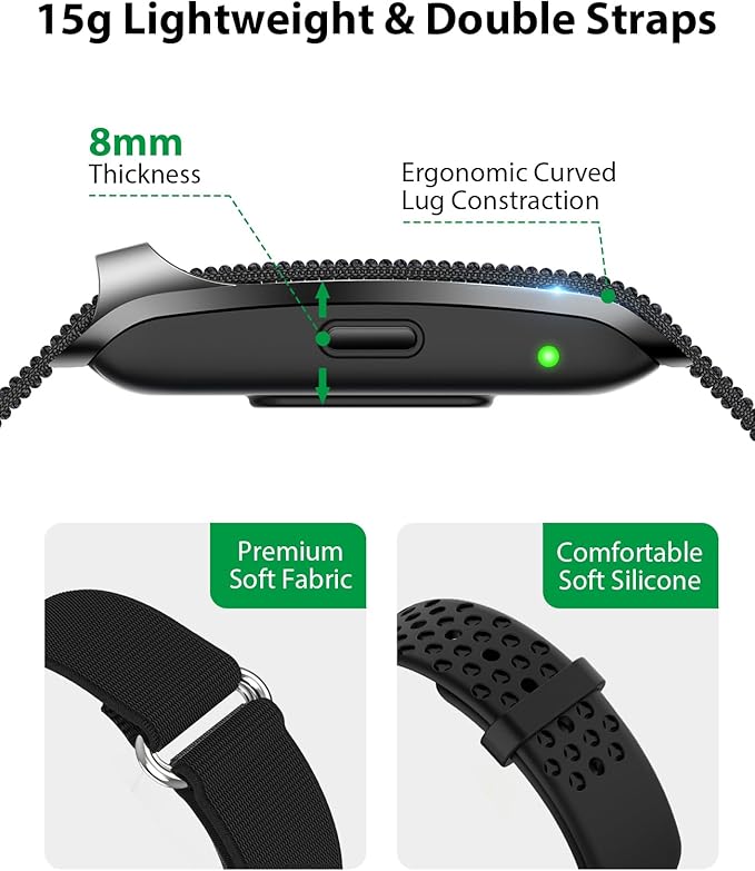 Smart Bracelet, Wearable Activity & Fitness Tracker Band, 24H Sleep Tracker, All-Day Continuous Heart Rate Blood Pressure Stress HRV Monitor, 170+ Sport Modes Smart Wristband with Free APP 2 Bands