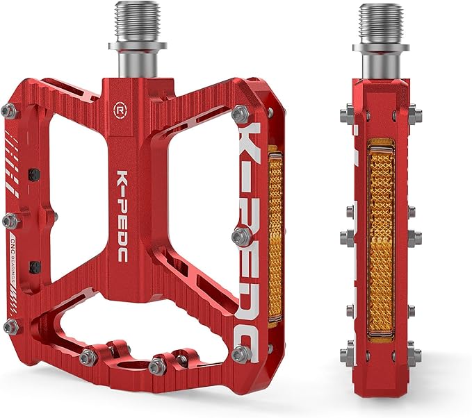 Mountain Bike Pedals MTB Pedals,Bicycle Pedals with Reflectors,Aluminum 9/16" 3 Sealed Bearing Lightweight Platform for Mountain Bike, BMX, Road Bike Pedals