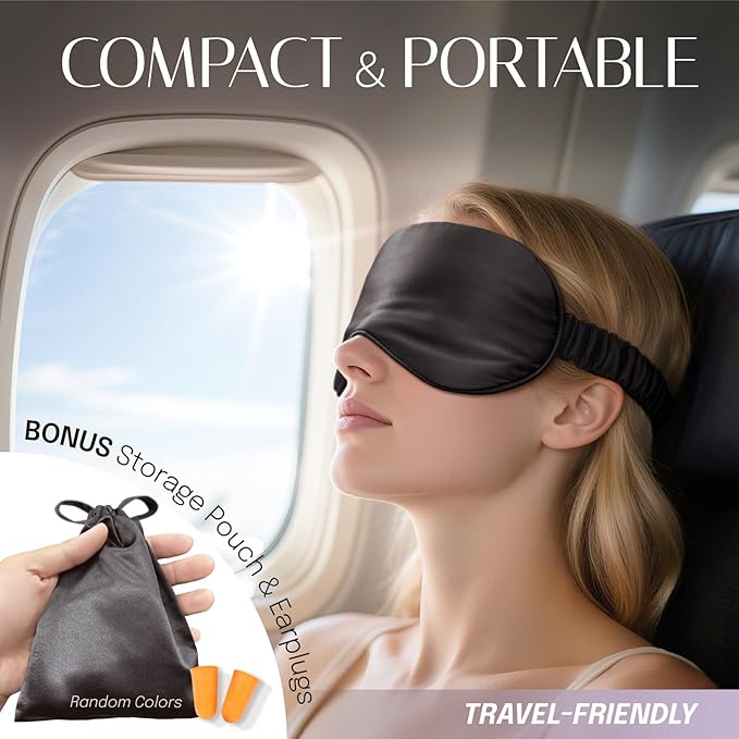 OLESILK 100% Natural Mulberry Silk Sleep Eye Mask 2 Pack with Double Layer Silk Filling, Blackout Eye Mask for Women Men Sleeping, Travel and Nap, Eye Cover Eyeshade with Gift Box, Pink & Black