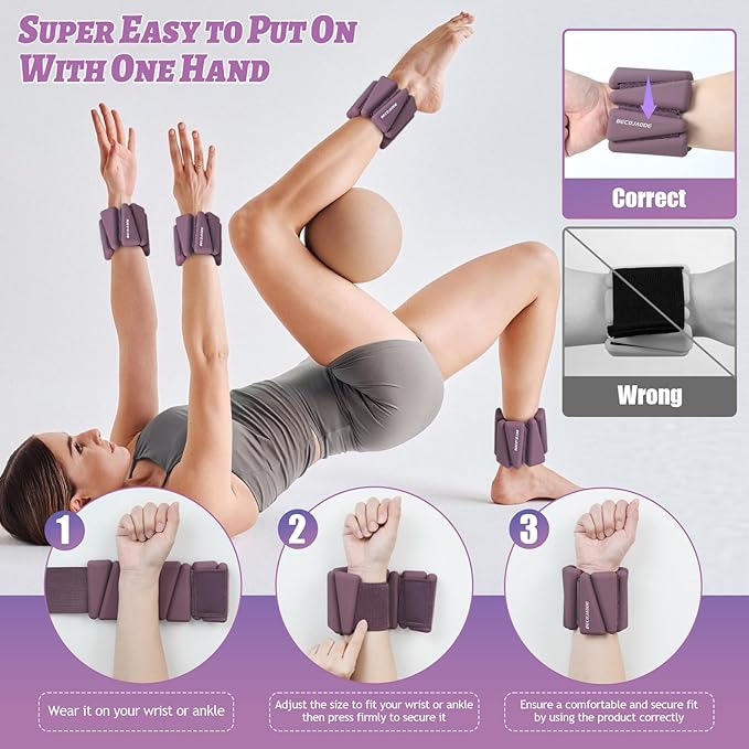 Ankle Weights Set of 2 (1 lb/2 lb/3 lb Each) Adjustable Wrist Weights for Women Men Wearable Arm Leg Weight for Pilates, Running, Walking, Workout, Yoga
