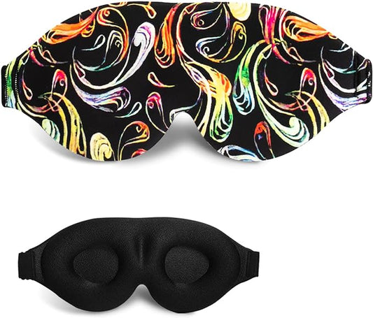 3D Sleep Mask, 100% Blackout 3D Contoured Sleep Eye Mask, Comfortable & Super Soft Sleeping Mask with Adjustable Straps for Women, Men, Sleeping Travel Yoga Naps (Colorful - Pack of 1)