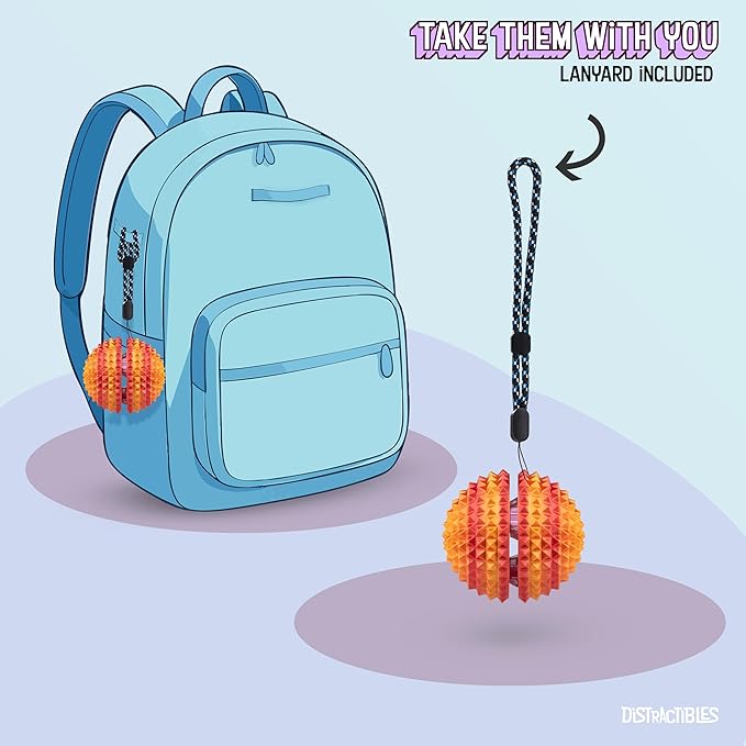 Round Spiked Sensory Fidget Clicker, Tactile Stimming Device with Mechanical Clicky Switches, Lanyard Attachment, Ideal for Pain Stim, ADHD, Autism & Stress Relief (NEON NOVA, Large)