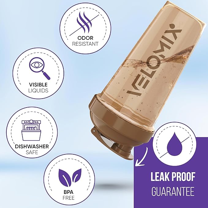 -4 PACK- 28 oz Protein Shaker Bottle for Protein Mixes - 4x Wire Whisk | Leak Proof Shaker Cups for Protein Shakes | Protein Shaker Bottle Pack | Protein Shake Cup (Brown)