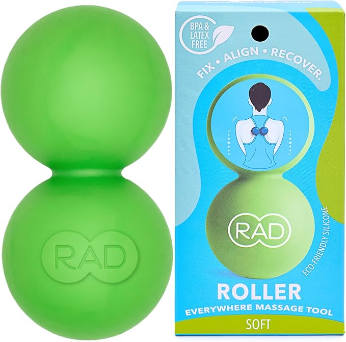 RAD Soft Peanut Massage Ball – Low Density Yoga Deep Tissue Roller Ball – Myofascial Release for Back, Neck, Feet, Psoas & Spine – Suboccipital & Thoracic Trigger Point Therapy