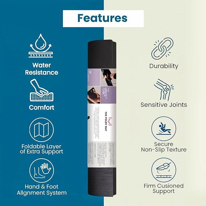 Foldable Yoga Mat Thick, in 6 Combinations; Greater Support and Protection for Joints, Body Alignment System, and Sections for Hands and Feet. Non-slip texture and water-resistant