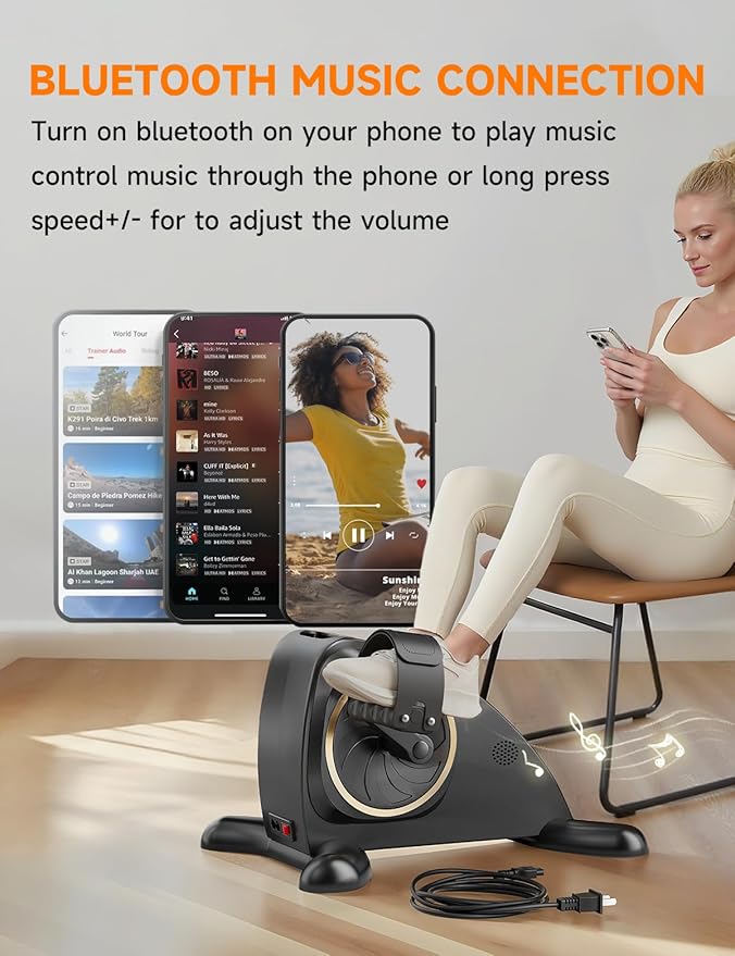 Under Desk Bike, Electric Mini Exercise Bike Pedal Exerciser for Leg/Arm Exercise,12 Adjustable Speeds & LCD Display Leg Exerciser While Sitting for Seniors, Low-Impact Cardio Cycling Equipment