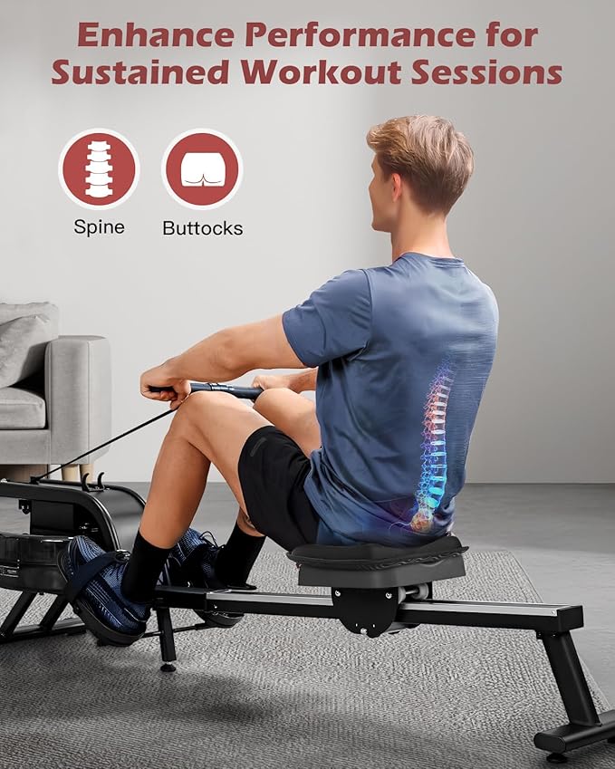 Rowing Machine Seat Cushion for The Concept 2 Rowing Machine with Extra Sports Headband, Memory Foam Row Machine Pad-Compatible with Concept 2 Rower, Recumbent Stationary Bike, Watter Rower