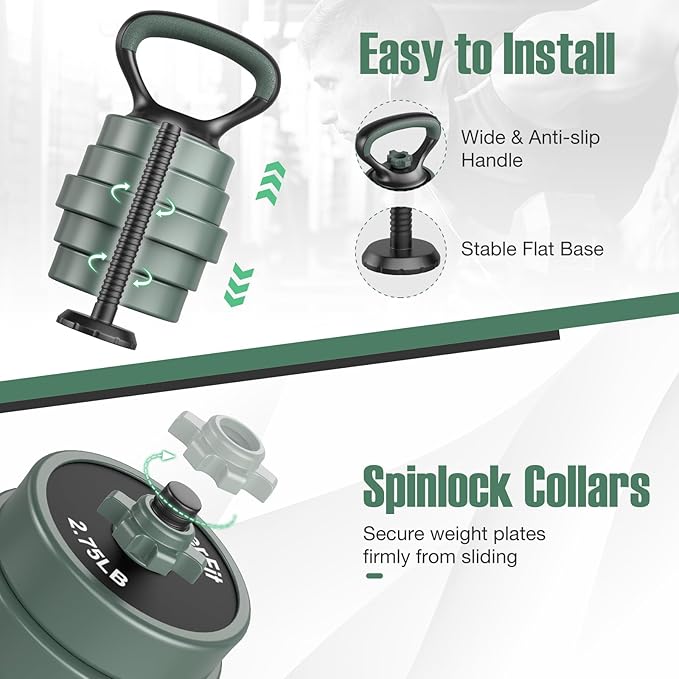 Goplus Adjustable Dumbbell Set, 92/47 LBS Free Weight Set, 4 in 1 Weights w/Connector Used as Barbell, Dumbbells, Kettlebells, Push up Stand, Fitness Workout Equipment for Men Women Home Gym