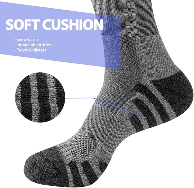 JOYNÉE 8 Pairs Mens Crew Athletic Work Long Socks Calf Cushioned Socks for Sports Running Workout Gym