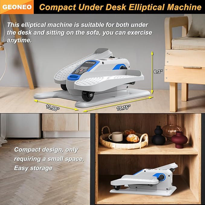 Under Desk Elliptical Machine, Electric Ellipse Leg Exerciser for Senior, Quiet and Compact Electric Seated Pedal for Home with Display Monitor, Remote Control and 12 Adjustable Speeds