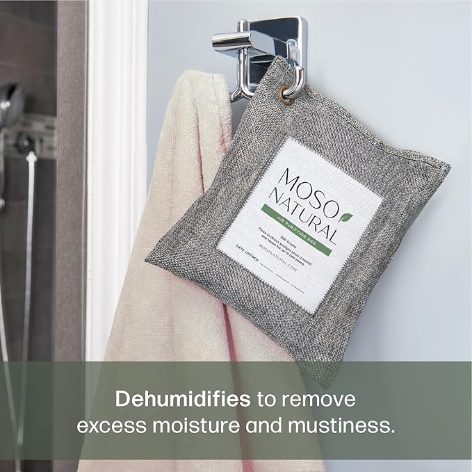 Moso Natural Air Purifying Bag 200g (3 Pack) Bamboo Charcoal Odor Absorber for Home & Car | Closet Odor Eliminator, Small Room Deodorizer & Car Air Freshener | Long Lasting Charcoal Bags Cover 90sqft