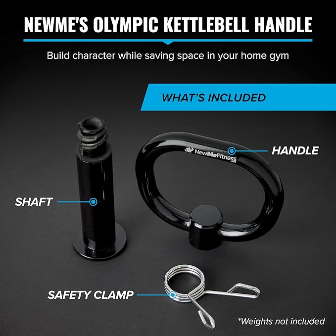 NewMe Fitness Adjustable Kettlebell Handle for Strength Training Kettlebells for Weight Plates - Home or Gym Workout- Ergonomic Design for a Comfortable, Non-Slip Grip