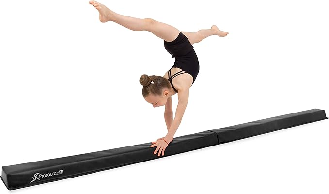 ProsourceFit Gymnastics Balance Beam for Kids, 9ft Long Firm Folding Floor Beam with Non-Slip 4-inch Wide Surface for Safe Gymnastics Practice at Home or Gym