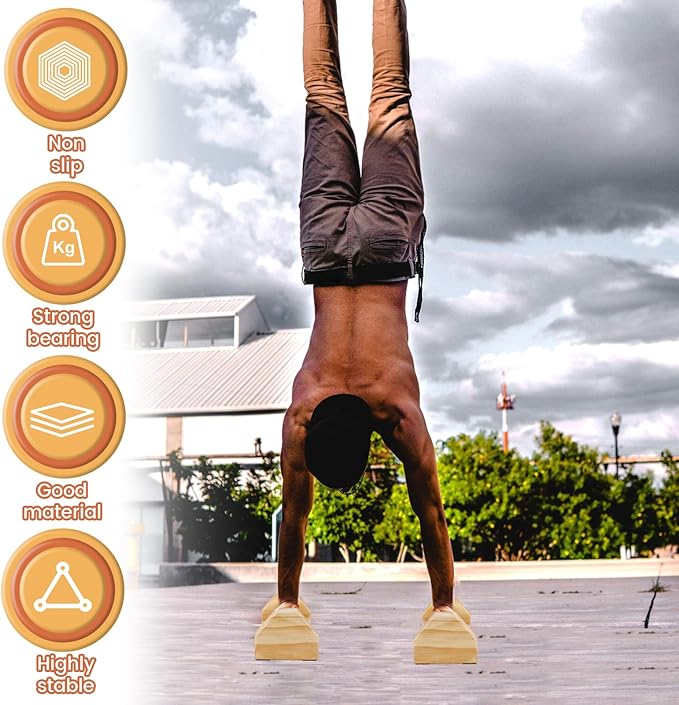 Wooden Push-up Bars, Pushup Stands, Push up Bracket, Push-Up Frame with Ergonomic Handle, Non-slip Base Home Workout Equipment, Push up Bracket Board Parallettes for Indoor Fitness Training