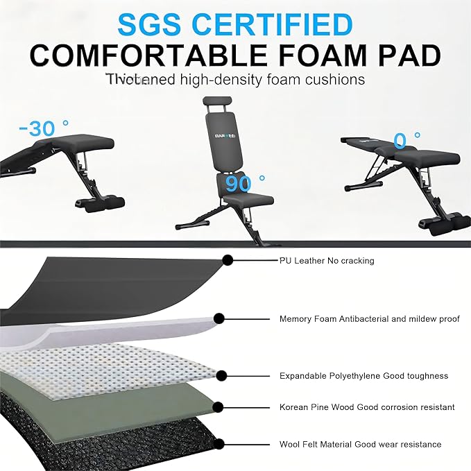 BARWING 2025 Upgraded Adjustable Weight Bench for Home Gym,800LBS,700LBS,Foldable Incline Workout Bench for Full Body Workout Easy Assembly