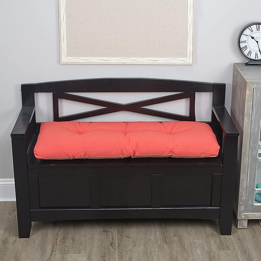 Klear Vu The Gripper Omega Non-Slip Tufted Bench Cushion for Indoor Furniture, Entryway Storage, Bay Window, Corner Nook or Piano Seat, 27 Inches, 16 Coral