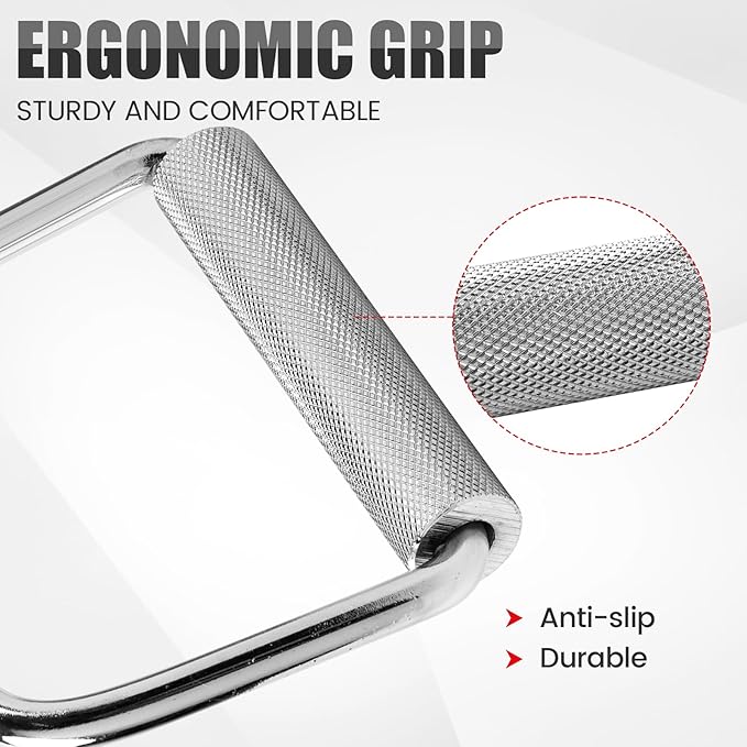 V-Shaped Bar Straight Rotating Bar Curl LAT Pull Down Bar D Handle Double D Row Handle LAT Pulldown Attachments Cable Machine Attachment for Home Gym