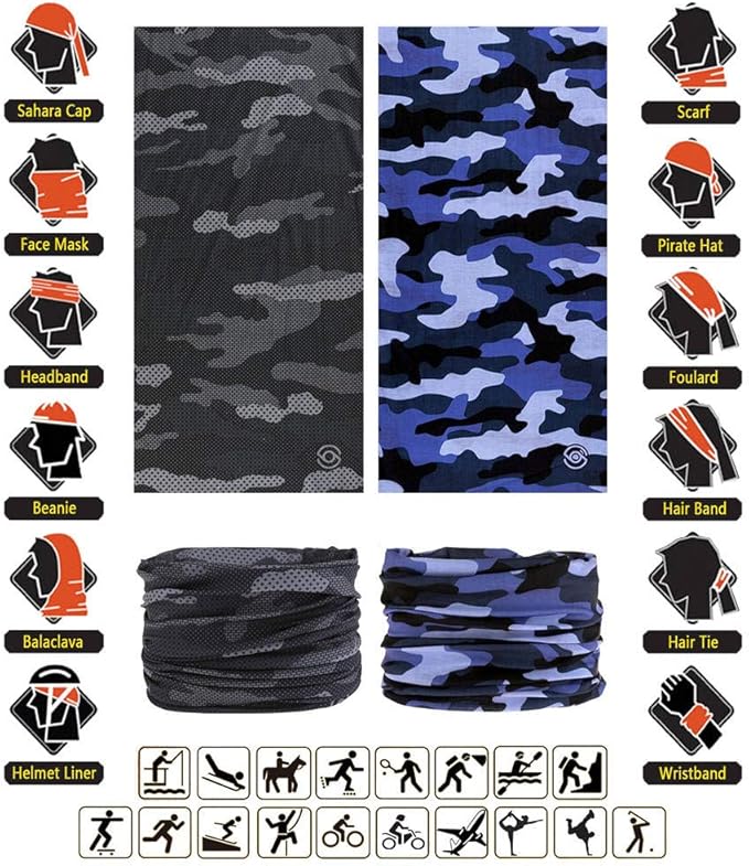 Neck Gaiter Headband Headwear Head Wrap Face Mask Magic Scarf Bandana for Men and Women