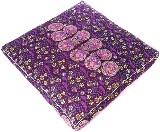 Eyes of India - Mandala Floor Pillow Cover Meditation Cushion Seating Throw Hippie Round Colorful Decorative Bohemian Indian Pouf Ottoman Handmade Cover ONLY (Purple 2, 35" x 35")