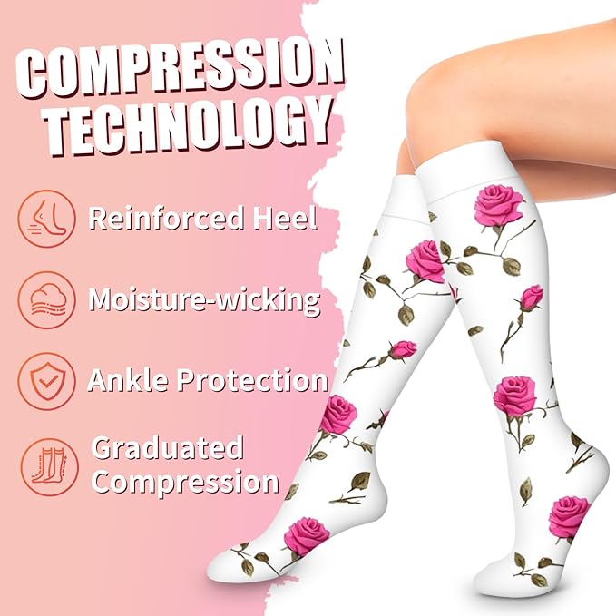 Bluemaple Compression Socks for Women & Men Circulation (6 Pairs) 15-20 mmHg is Best Support for Athletic Running Cycling