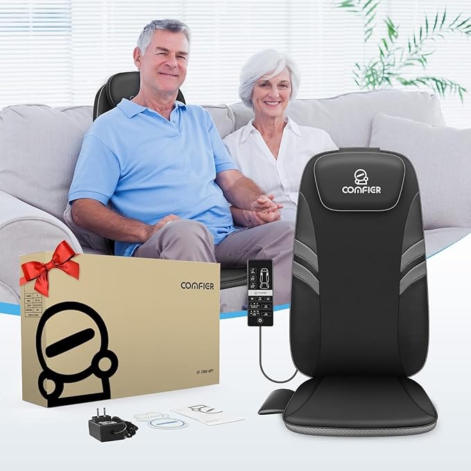 COMFIER Back Massager for Back Pain,APP Control, Shiatsu Massage Chair Pad,Electric Chair Massagers with Heat,Seat Cushion for Office,Home,Ideal Gifts for Mom,Dad,Him,Her
