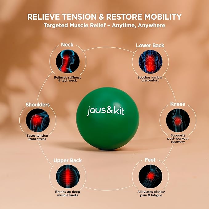 J&K 3.5 in Massage Ball for Back Pain – 2 Large Therapy Massage Balls – Trigger Point Relief and Myofascial Release – Rubber Ball for Physical Therapy