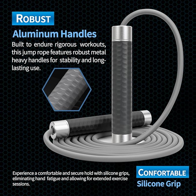 Weighted Jump Rope for Men,Women and kids(1LB), Jump Ropes for Fitness, Speed Skipping Rope, Gym,Indoor/Outdoor - Fitness, Workout, Boxing,crossfit