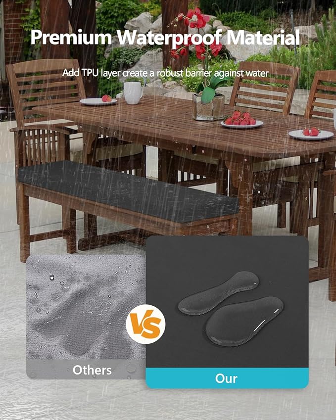 Bench Cushion40x16x2 inches, Strengthen Waterproof Outdoor Seat Cushions, High-Density Bench Pad, Detachable Cover Cushion for Bench, Outdoor Cushions for Patio Garden Swing Furniture - Black