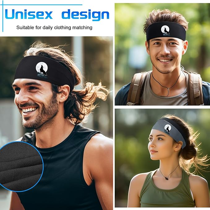 Headbands for Men Women 3pcs Sports Sweat Bands Headbands Men Sweatbands Workout Running Headband for Mens