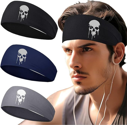 Sports Headbands for Men 3pcs Sweat Bands Headbands Men Workout Headband for Mens Cooling Sweat Head Bands Hairband