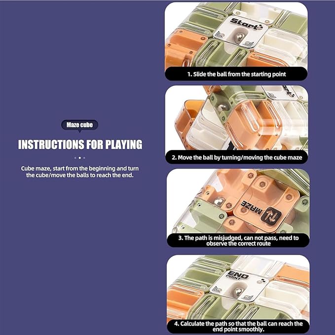 Large Labyrinth 3D Puz-zle Cube, Spatial Awareness Brain Training Toy for Stress Relief & Logic Development, Mind Teaser Challenge Game, Spatial Logic Puzzle for Kids and Adults (Dual Color)