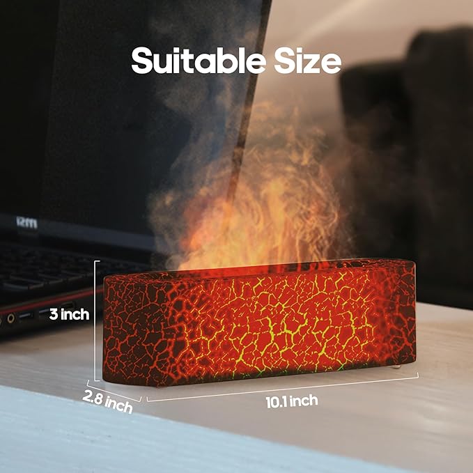 Essential Oil Air Diffuser Flame Colorful Water Vapor Fire Fireplace Humidifier for Aromatherapy Aroma Machine for Room Bedroom