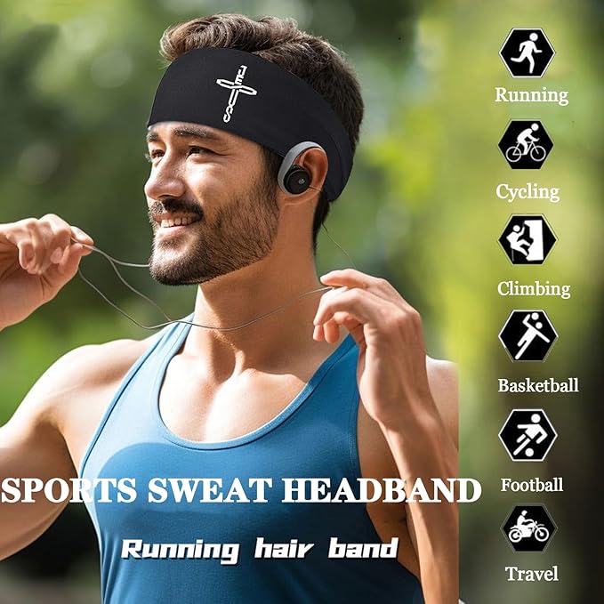 3Pcs Men Sports Headbands Sweat Bands for Men Women Sweatbands