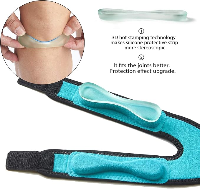 Patella Knee Strap, Adjustable Knee Brace (3D Silicone Insert) for Men & Women, Knee Joint Pain Prevention & Relief & Patella Stabilizer Support for Running, Riding, Football, Hiking.