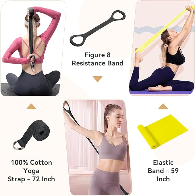 HASHMUST Pilates Ring Kit 12 PCS for Women, Home Workout Equipment with Magic Circle, Mini Exercise Ball, Resistance Bands, Massage Lacrosse, Yoga Strap, Full-Body Fitness Set for Toning & Gift
