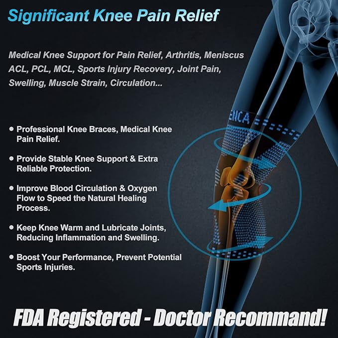 NEENCA Professional Knee Brace for Women/Men, Knee Support with Patella Pad & Side Stabilizers, Compression Knee Sleeve for Knee Joint Pain, Meniscus Tear, ACL, PCL, Runner, Workout - FSA/HSA Approved