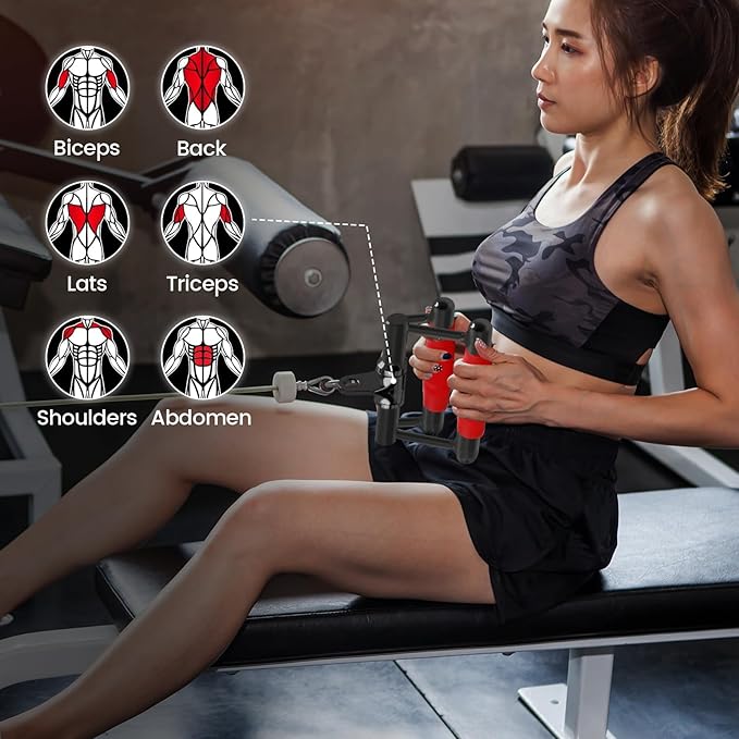 V-shaped Bar Straight Rotating Bar Curl LAT Pull Down Bar D Handle Double D Row Handle With PU Grip Environmentally Odorless, Lat Pulldown Attachments Cable Machine Attachment for Home Gym